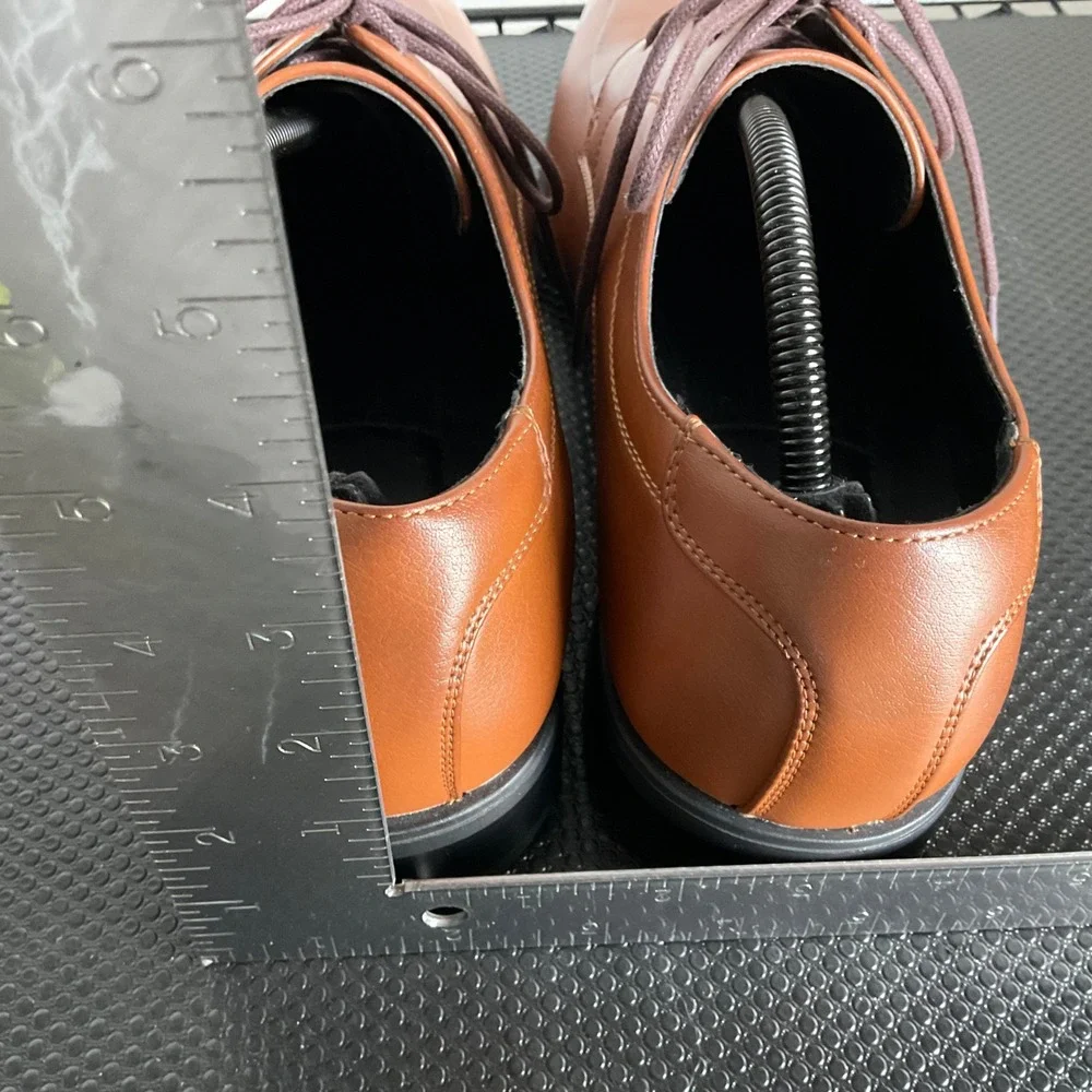 Alfani Seth Mens 11.5M Cognac Brown Bicycle Toe Oxford Dress Shoes 42101